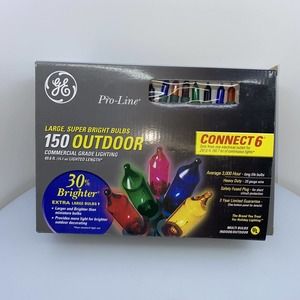 NEW IN BOX-GE PRO-LINE COMMERCIAL GRADE OUTDOOR 150 HOLIDAY LIGHTS- MULTI 49’